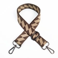 Adjustable wide replacement bag strap with brown geometric pattern and metal swivel hooks - Dark Green with Gunmetal Buckle