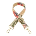 Adjustable retro floral jacquard bag strap with red and green embroidery and gold hardware - Silver Clasp / Floral with Gold Buckle