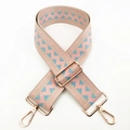 Close-up of a wide adjustable bag strap with pink and blue geometric wavy patterns - Light Pink