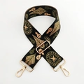 Bandoulière jacquard style ethnique avec motifs géométriques verts et boucles en métal doré - Vert Armée