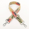 Adjustable wide replacement strap with red floral jacquard pattern and silver hooks - Floral with Silver Buckle