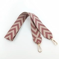 Thickened wide shoulder strap with red and beige jacquard chevron pattern and gold clips - Burgundy