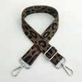 Adjustable leopard print replacement strap with silver metal buckles for crossbody bags - Silver Metal