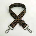 Adjustable leopard print wide nylon strap for handbags with gunmetal swivel hooks - Gunmetal