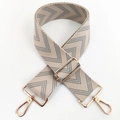Detail of adjustable beige and grey herringbone strap with pale gold lobster clasps - Silver Clasp / Grey Blue
