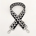 Adjustable wide replacement shoulder strap with black and white geometric jacquard pattern - Black White Silver Buckle