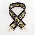 5cm ethnic jacquard embroidered bag strap with gold hooks and adjustable buckle - Yellow and Purple