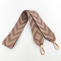 Thick beige woven strap with brown V-pattern and gold metal clasps for handbags - Flesh Pink