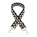 Tracolla larga regolabile con motivi geometrici a triangoli bianchi e neri - Nero Beige Fibbia Dorata