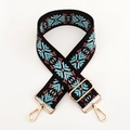 Adjustable bohemian wide shoulder strap with coral and blue geometric snowflake weaving - Blue Wine Red