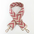 Adjustable wide replacement bag strap with red and cream chevron woven pattern - Red