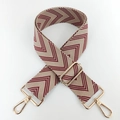 Adjustable red and beige woven chevron strap with golden hooks for crossbody bags - Burgundy