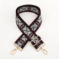 Ethnic style wide embroidered bag strap with geometric patterns and gold metal clasps - Z07-Beige Red Grey
