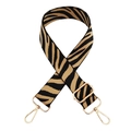 Wide zebra pattern shoulder strap with yellow accents and gold metal hooks - Khaki Gold Buckle