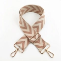 Adjustable brown and beige chevron pattern woven strap with gold metal swivel hooks - Brown