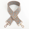 Adjustable canvas shoulder strap with khaki and blue herringbone pattern and gold hooks - Light Blue