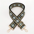 Ethnic jacquard woven bag strap with golden metal swivel hooks and adjustable buckle length - L-Light Yellow Light Blue