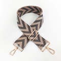 Adjustable black and camel chevron woven shoulder strap with gold-tone hardware - Navy Blue
