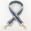 Tracolla regolabile da 3,8 cm in nylon con strisce blu e pois bianchi e neri - Blu Bianco Fibbia Dorata