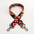 Adjustable leopard print bag strap with red, black, gold webbing and gunmetal buckles - Black Red Gold Line + Gunmetal Buckle