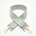 Adjustable light blue and beige chevron woven shoulder strap with gold metal hardware - Bright Blue