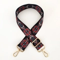 Close-up of ethnic bohemian wide purse strap with golden lobster clasps and patterns - Pattern D2-Gold Buckle