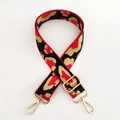 Adjustable leopard print bag strap in red black and gold with gold lobster clasps - Black Red Gold Line + Gold Buckle