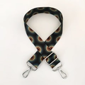 Detail of colorful ethnic pattern shoulder strap with glossy silver swivel lobster clasps - Pattern D4-Silver Buckle