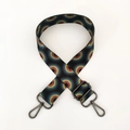 Detail of adjustable ethnic style wide strap with colorful solar pattern and black metal hooks - Pattern D4-Gunmetal Buckle