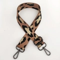Adjustable leopard print bag strap with gold threads and dark grey metal buckles - Brown Gold Line + Gunmetal Buckle