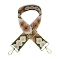 Adjustable 5cm wide jacquard strap with purple and khaki geometric rhombus patterns - Pink Brown Green Diamond Pattern