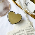 Detail of champagne gold glitter heart phone socket with elegant black border accents - Resin Heart Glitter (Black Gold) / Black Gold