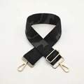 Adjustable wide woven bag strap with dark camo pattern and gold metal hooks - K-Black