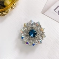 Luxury blue rhinestone sunflower expandable phone socket with sparkling crystal finish - Sunflower Blue - Textured Base