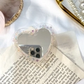 Glitzernde Herz-Handyhalterung mit integriertem Spiegel auf Vintage-Hintergrund - Gold (Spiegelglitzer)