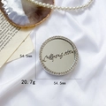 54.5mm round rhinestone mirror phone stand with silver letter engraving on white silk - Round-Silver A Mark
