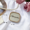 Square rhinestone heart mirror phone stand with Alpengotten logo and size markings - Square-Gold A Mark