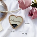 Adjustable heart-shaped mirror phone stand with silver rhinestones and metal logo - Heart-Gold A Mark