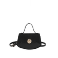 Schwarze Handtasche mit welligem Matt-Patchwork und goldenem Drehverschluss für Damen - Schwarz