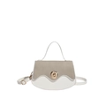 Minimalistische kleine quadratische Handtasche in Beige und Weiß mit goldenem Schloss - Weiß