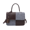 Bolso bandolera retro de diseño cuadrado con textura de tweed y asa de cuero - Marrón