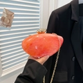 Pink marble acrylic evening clutch bag with gold chain strap for party and wedding - 21*7*11 / Orange