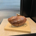 Artistic amber marble resin clutch bag with gold chain strap and pebble design - 21*7*11 / Brown