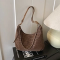 Brown leopard print suede hobo bag with adjustable leather strap and chain detail - Coffee No Pendant