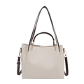 Chic cream-white ruched bucket bag with brown contrast straps and gold hardware details - White