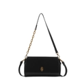 Classic black oil wax leather shoulder bag with gold twist lock and chain strap - Black