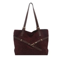 Elegante borsa tote bordeaux con stampa leopardata e tracolle in pelle marrone - Rosso