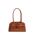 Klassieke bruine schoudertas met vintage gouden gesp en slanke bandjes voor dames - Tan