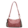 Retro rose pink shoulder bag with vintage patterned wide strap and matte texture - Pink