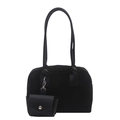 Vintage matte black hobo bag set with matching coin purse and adjustable shoulder strap - Black